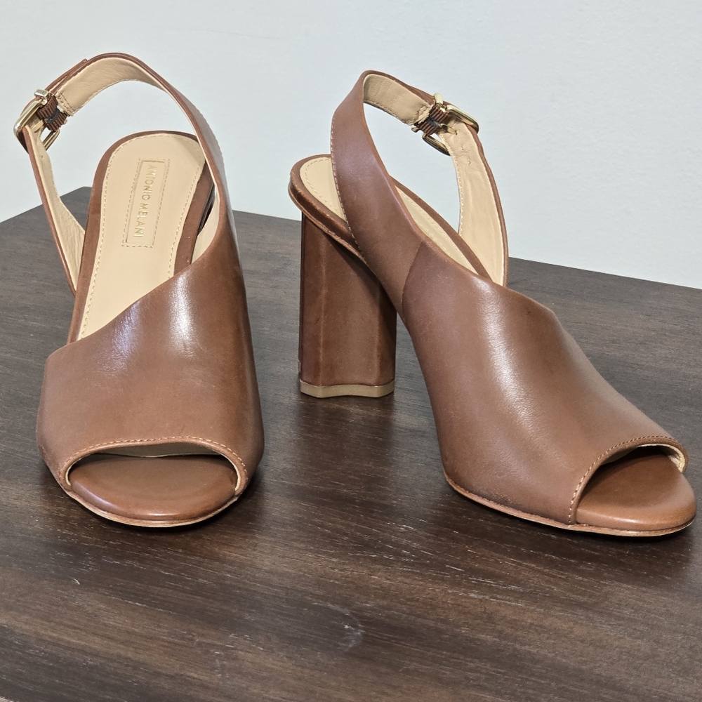 Antonio Melani Brinay Leather Slingback W/Block Heels Women's Size 6.5M - Picture 2 of 12